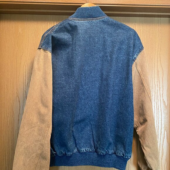 Vtg Turning Point Mens Sz L Embroider Caterpillar Trucker Denim Snap Jacket Y2K - Picture 5 of 6